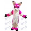 Dessin animé de costume de mascotte de Fox chien Husky rose