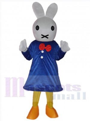 Lapin de Pâques Mascotte Costume Dessin animé en jupe bleue