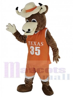 Taureau Texas Longhorns Costume de mascotte en maillot orange Animal