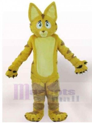 Chat à fourrure jaune aux grandes oreilles Costume de mascotte Animal