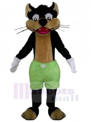 Loup noir et brun Costume de mascotte Animal en pantalon vert