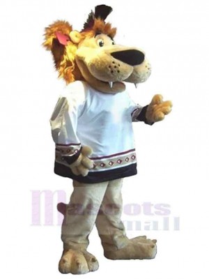 Lion énergique Mascotte Costume Animal en vêtements blancs