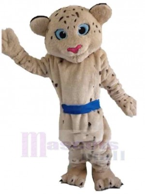 Léopard Mascotte Costume Animal avec ceinture bleue