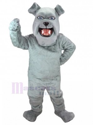 Costume de mascotte de pointe de bouledogue britannique gris féroce animal