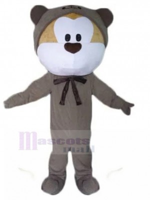 Chien mignon blanc et beige Costume de mascotte avec costume d'ours gris Animal