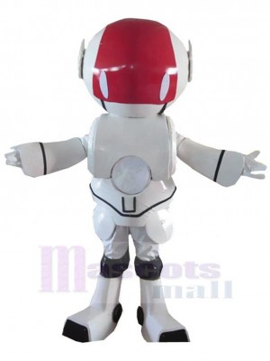 Robot rouge et blanc Mascotte Costume Personnes