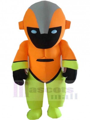 Robot vert et orange Mascotte Costume Personnes