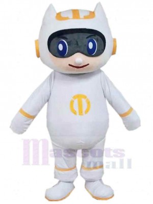 Robot blanc mignon Mascotte Costume Personnes