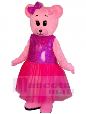 Ours en robe rose Mascotte Costume Pour adultes Têtes de mascotte